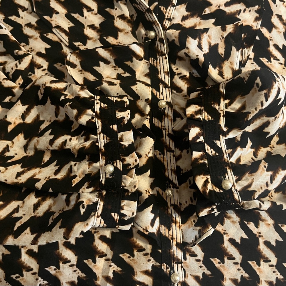 Karl Lagerfeld Black and Brown Patterned Top - Picture 3 of 3